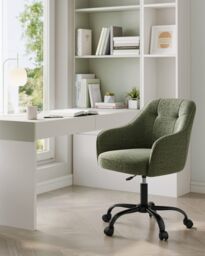 SONGMICS Swivel Home Office Desk Chair with Armrests Adjustable Height in Dark Green - thumbnail 2