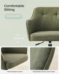 SONGMICS Swivel Home Office Desk Chair with Armrests Adjustable Height in Dark Green - thumbnail 5