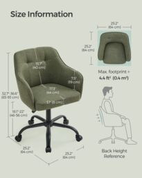 SONGMICS Swivel Home Office Desk Chair with Armrests Adjustable Height in Dark Green - thumbnail 3