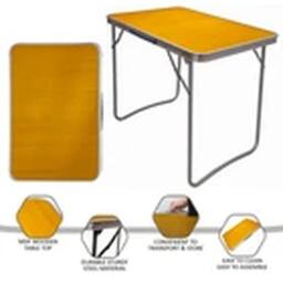 EONLION Folding MDF Dining Table Portable for Indoor Outdoor Camping Picnic in Yellow - thumbnail 3