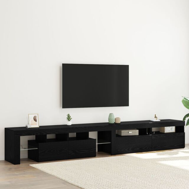 Berkfield Home TV Cabinets 3 pcs with LED Lights Black Oak Engineered Wood - image 1