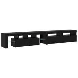 Berkfield Home TV Cabinets 3 pcs with LED Lights Black Oak Engineered Wood - thumbnail 8
