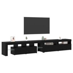 Berkfield Home TV Cabinets 3 pcs with LED Lights Black Oak Engineered Wood - thumbnail 3
