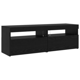 Berkfield Home TV Cabinets 3 pcs with LED Lights Black Oak Engineered Wood - thumbnail 6