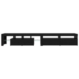 Berkfield Home TV Cabinets 3 pcs with LED Lights Black Oak Engineered Wood - thumbnail 9