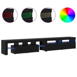 Berkfield Home TV Cabinets 3 pcs with LED Lights Black Oak Engineered Wood - thumbnail 4