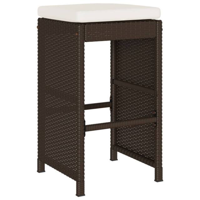 Berkfield Home Beautiful Garden Bar Stools with Cushions 6 pcs Brown Poly Rattan - image 1