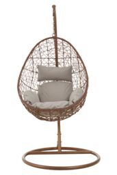 Orsina Luxurious Brown Rattan Hanging Chair, Versatile Lounge Chair, Sturdy Bedroom Chair, Modern Garden Chair - thumbnail 2