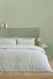 Catherine Lansfield 'Bamford Gingham Check' Reversible Duvet Cover Set in Green - Size: Double - thumbnail 1