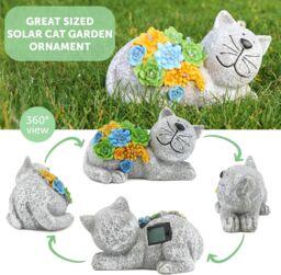 ILFD Group Ltd Solar Cat Garden Ornament in Grey - Size: 2 Pack - thumbnail 5