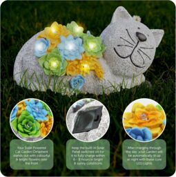 ILFD Group Ltd Solar Cat Garden Ornament in Grey - Size: 2 Pack - thumbnail 4