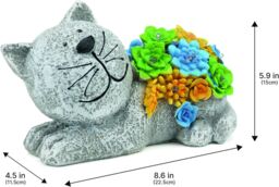 ILFD Group Ltd Solar Cat Garden Ornament in Grey - Size: 2 Pack - thumbnail 3