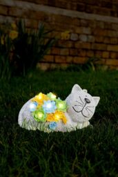 ILFD Group Ltd Solar Cat Garden Ornament in Grey - Size: 2 Pack - thumbnail 2