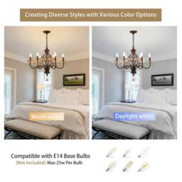 NIVOR 6-Light K9 Crystal Candle Vintage Pandent Chandelier Adjustable Brown - thumbnail 4