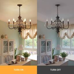 NIVOR 6-Light K9 Crystal Candle Vintage Pandent Chandelier Adjustable Brown - thumbnail 3