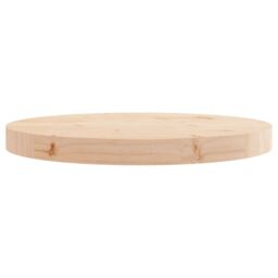Berkfield Home Table Top Round Ã˜40x3 cm Solid Wood Pine in Brown - Size: 40x3 cm - thumbnail 3
