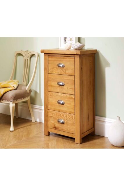 Birlea Woburn 4 Drawer Narrow Chest Oak in Light Oak - image 1