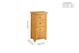 Birlea Woburn 4 Drawer Narrow Chest Oak in Light Oak - thumbnail 6