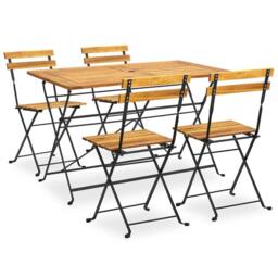 Berkfield Home Durable 5 Piece Folding Outdoor Dining Set Solid Acacia Wood in Brown - thumbnail 2