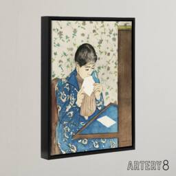 "Artery8 Letter Woman Sealing Envelope Cassatt Vintage Framed Canvas Wall Art - Size: W12"" x H16""" - thumbnail 2