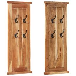 Berkfield Home Coat Racks 2 pcs Solid Wood Acacia 38x100 cm in Brown - thumbnail 2
