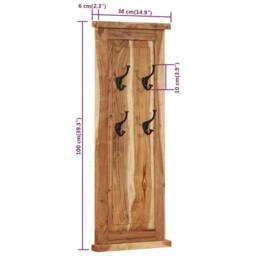 Berkfield Home Coat Racks 2 pcs Solid Wood Acacia 38x100 cm in Brown - thumbnail 8