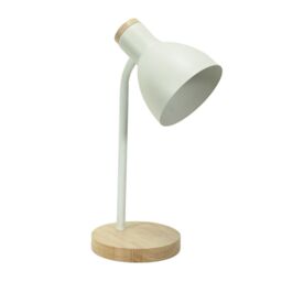 ValueLights Woody Metal Dome Shade Wooden Base Desk Task Table Lamp with LED Bulb in White - thumbnail 2