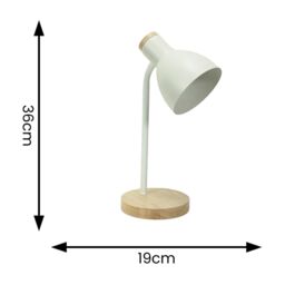 ValueLights Woody Metal Dome Shade Wooden Base Desk Task Table Lamp with LED Bulb in White - thumbnail 7