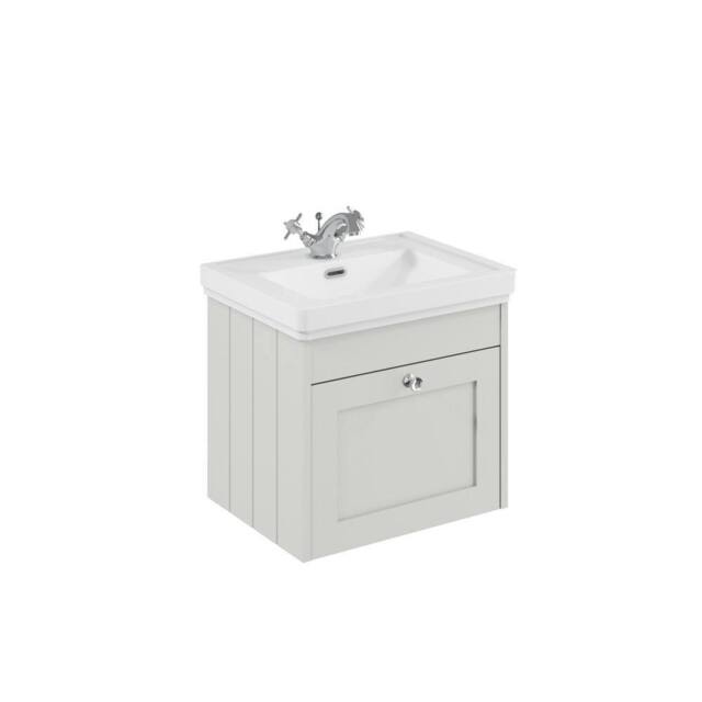Balterley 500mm Wall Hung 1 Drawer Unit & Classic Basin 1 Tap Hole - Satin White - image 1