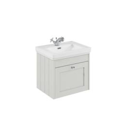 Balterley 500mm Wall Hung 1 Drawer Unit & Classic Basin 1 Tap Hole - Satin White - thumbnail 1