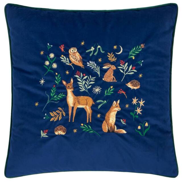 Furn Berry Woods Velvet Cushion in Navy - Size: 45 cm x 45 cm - image 1