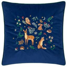 Furn Berry Woods Velvet Cushion in Navy - Size: 45 cm x 45 cm - thumbnail 1