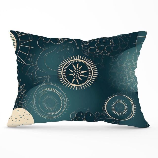 Warren Reed - Designer Blue Moon & Sun Cushions in Green - Size: 60 cm x 60 cm - image 1