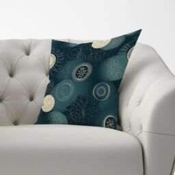Warren Reed - Designer Blue Moon & Sun Cushions in Green - Size: 60 cm x 60 cm - thumbnail 2