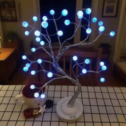 Bright Zeal Black 45cm USB/Battery Color-Changing LED Pearl Tree Light with Remote - thumbnail 5