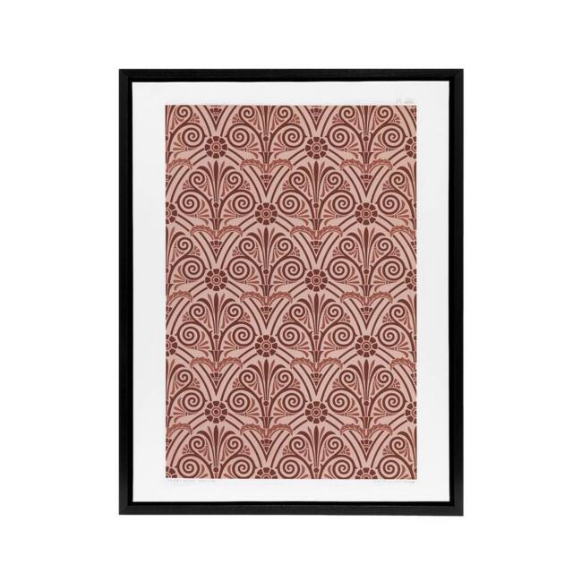 "Artery8 Antique Botanical Greek Pattern Audsley Framed Canvas Wall Art Print in Pink - Size: W18"" x H24""" - image 1
