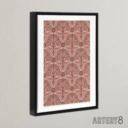 "Artery8 Antique Botanical Greek Pattern Audsley Framed Canvas Wall Art Print in Pink - Size: W18"" x H24""" - thumbnail 2