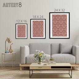 "Artery8 Antique Botanical Greek Pattern Audsley Framed Canvas Wall Art Print in Pink - Size: W18"" x H24""" - thumbnail 4