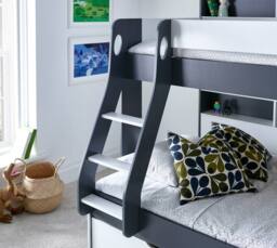 Bedmaster Oliver Triple Sleeper Storage Bunk Bed With Drawer With Spring Mattresses in Grey - Size: Small Double - thumbnail 5