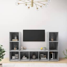 Berkfield Home TV Cabinets 3 pcs Concrete Grey 107x35x37 cm Engineered Wood - Size: 107 x 35 x 37 cm - thumbnail 2