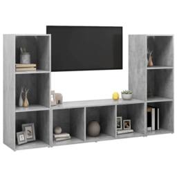 Berkfield Home TV Cabinets 3 pcs Concrete Grey 107x35x37 cm Engineered Wood - Size: 107 x 35 x 37 cm - thumbnail 3
