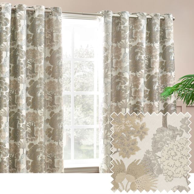 Wylder Nature Woodlands Jacquard Room Darkening Eyelet Curtains in Natural - Size: 229 cm width x 183 cm drop - image 1