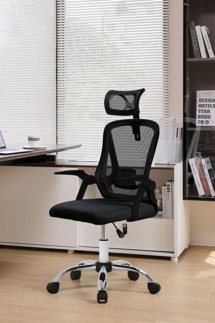 Living and Home Swivel Office Chair with Headrest in Black - image 1