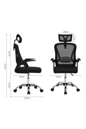Living and Home Swivel Office Chair with Headrest in Black - thumbnail 6