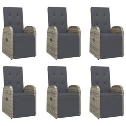 Berkfield Home 7 Piece Garden Dining Set Grey Poly Rattan&Solid Wood Acacia - thumbnail 4
