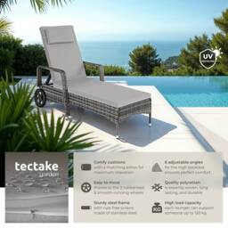 tectake Sun Lounger Caspian - Size: 1 Seater - thumbnail 2