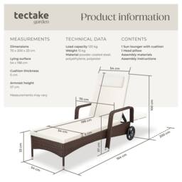 tectake Sun Lounger Caspian - Size: 1 Seater - thumbnail 6