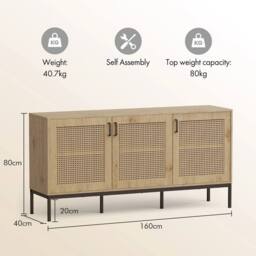 NESTLUNE Effect Wide Sideboard for Living Room in Beige - Size: 100 cm x 15 cm - thumbnail 2