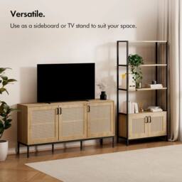 NESTLUNE Effect Wide Sideboard for Living Room in Beige - Size: 100 cm x 15 cm - thumbnail 4