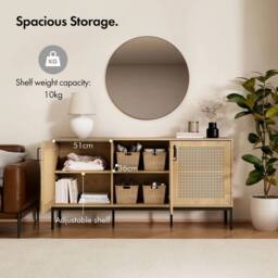 NESTLUNE Effect Wide Sideboard for Living Room in Beige - Size: 100 cm x 15 cm - thumbnail 5